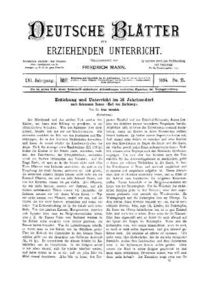Erziehung und Unterricht im 18. Jahrhundert : nach Salzmanns Roman "Karl von Karlsberg" ; (Fortsetzung)
