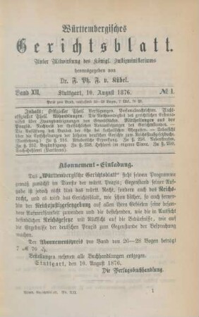 10. August 1876-3. Mai 1877 = No. 1-14