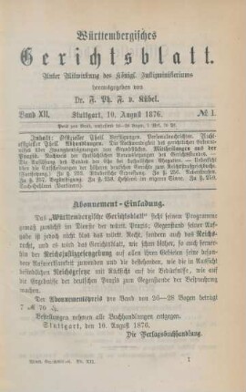 10. August 1876-3. Mai 1877 = No. 1-14