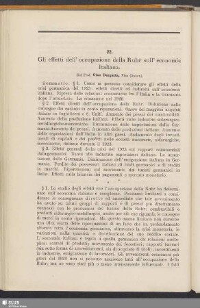 22. Gli effetti dell' occupazione della Ruhr sull' economia Italiana