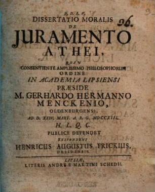 Diss. mor. de iuramento athei