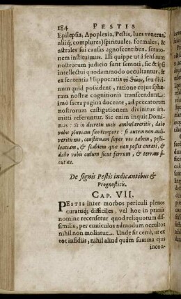 De signis Pestis indicantibus & Prognosticis. Cap. VII.