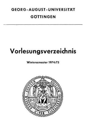 WS 1974/75: Vorlesungsverzeichnis