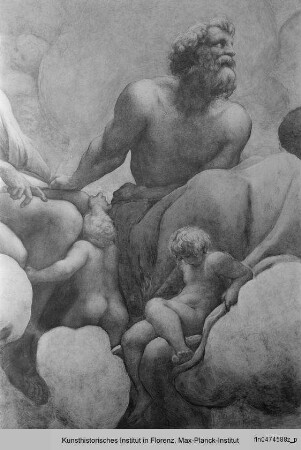 Kuppelausmalung : Christus und die Apostel erscheinen Johannes : Apostelgruppe Andreas, Jakobus Major und Simon