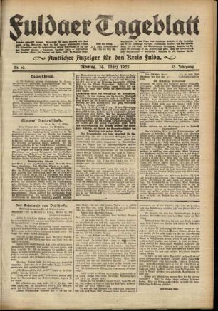 Ausgabe vom Montag, den 14. März 1921.