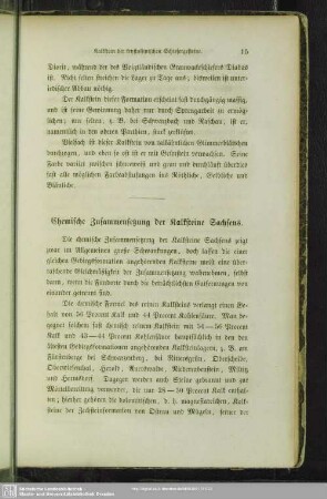 Chemische Zusammensetzung der Kalksteine Sachsens