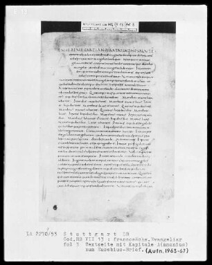 Francosächsisches Evangeliar — Initiale A(mmonius), Folio 3recto