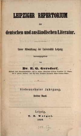 Leipziger Repertorium der deutschen und ausländischen Literatur. 67. 1859 = Jg. 17, Bd. 3 = Bd. 101