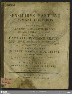 De Sensilibus Partibus Humani Corporis