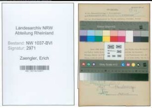 Entnazifizierung Erich Zaengler , geb. 27.11.1894 (Kreisinspektor)