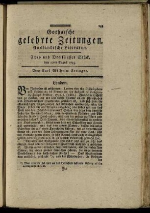 Zwey und Dreissigstes Stück, den 10ten August 1793.