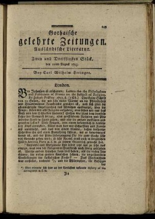 Zwey und Dreissigstes Stück, den 10ten August 1793.