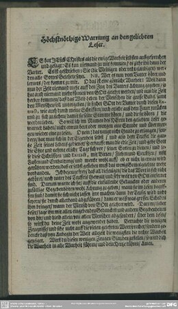 Höchstnöthige Warnung an den geliebten Leser