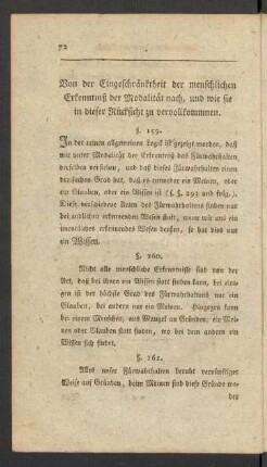 Von der Eingeschränktheit der menschlichen Erkenntniß der Modalität nach, und wie sie in dieser Rücksicht zu vervollkommnen