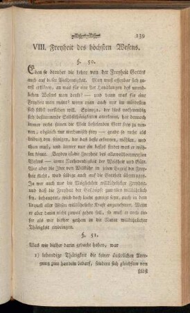 VIII. Freyheit des höchsten Wesens