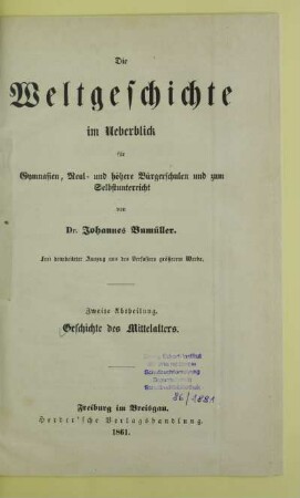 Abth. 2: Geschichte des Mittelalters