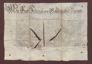 Markgraf Ernst Friedrich von Baden-Durlach leiht von Adam Mülvesheim 2.000 fl. zu 5% Zins; Versicherung auf die Landschreiberei Karlsburg [Durlach]