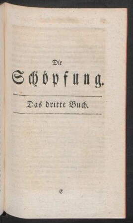 Die Schöpfung. Das dritte Buch.