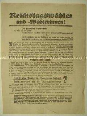 Wahlflugblatt der SPD zur Reichstagswahl vom 7.12.1924