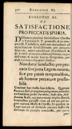 Evolutio XI. De Satisfactione Pro Peccatis Spuria.