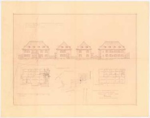Neubau eines Wohnhauses für Staatsrat Gründgens im Bellevuepark, Berlin: Ansichten, Grundrisse 1:200 und Lageplan 1:1000