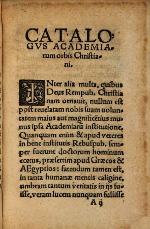 Catalogvs Academiarum Totius orbis Christiani : Haggaei Secvndo