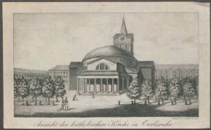 Ansicht der katholischen Kirche in Carlsruhe