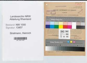 Entnazifizierung Heinrich Stratmann, geb. 26.04.1890 (Postsekretaer)