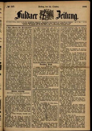 Ausgabe vom Freitag, den 22. Oktober 1886.