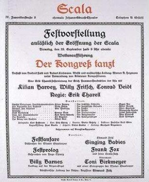 Anzeige zur Uraufführung am 29. September 1931 in Wien