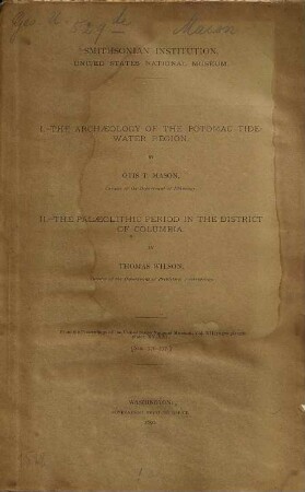The Archaeology of the Potomac Tide-Water Region