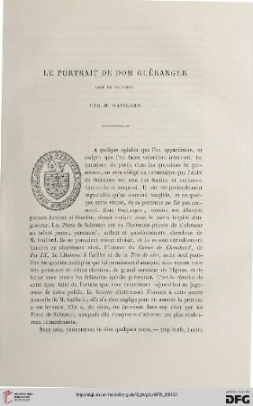 2. Pér. 18.1878: Le portrait de Dom Guéranger abbé de Solesmes : par M. Gaillard