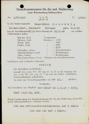 Schoenig, Hans-Erich, Dr. med. dent.