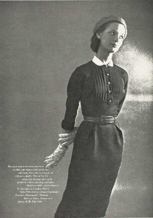 Modeaufnahme, Modell Dolores Hawkins, Tearsheet, Frontispiz (Mademoiselle)