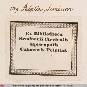 Exlibris der Bibliothek des Seminars Pelplin