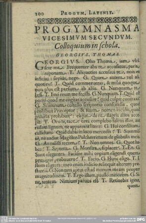 Progymnasma Vicesimum Secundum. Colloquium in schola