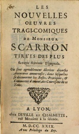 Les nouvelles oeuvres de Scarron