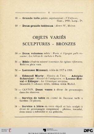Objets Variès Sculptures-Bronzes (Nr. 30-63)
