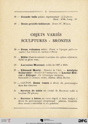 Objets Variès Sculptures-Bronzes (Nr. 30-63)