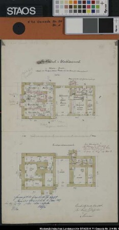 Bauzeichnungen des Forstdienst-Etablissements Kloster Oesede mit Zeichnung des Nivellements