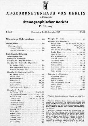 Nr. 19 (19), 14. Dezember 1967