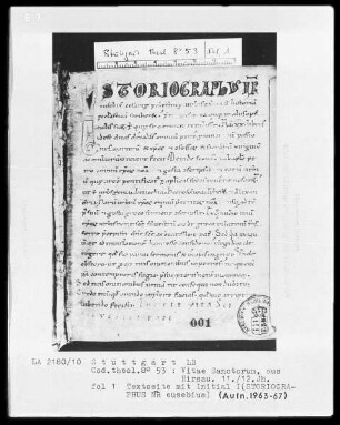 Vitae Sancti Silvestri, Basilii, Egidii — Initiale I (striographus), Folio 1 recto