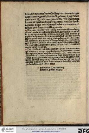Finis huius tractatuli venerabilis Alberti Magni.