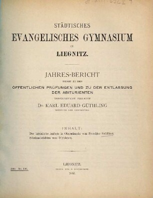 Jahresbericht. 1884/85