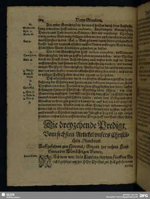Die dreyzehende Predigt. Vom sechsten Artickel unsers Christlichen Glaubens