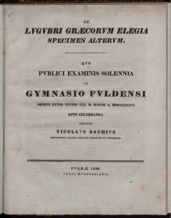 De lvgvbri græcorvm elegia : specimen altervm