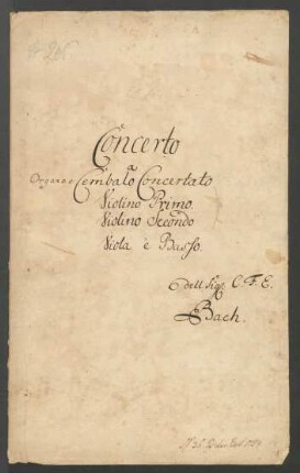 Konzerte; cemb (org), strings; Es-Dur; H 446; Wq 35