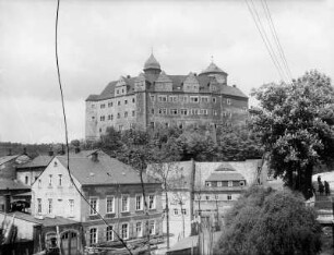 Zschopau, Schloss von Brücke : Zschopau. Blick zum Schloss Wildeck