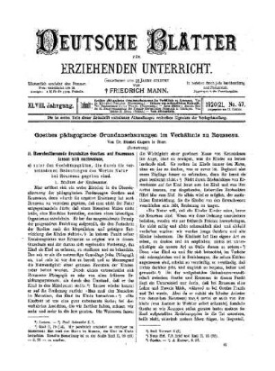 Goethes pädagogische Grundanschauungen im Verhältnis zu Rousseau : (Fortsetzung)