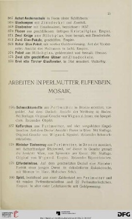 Arbeiten in Perlmutter, Elfenbein, Mosaik (Nr. 376a-391)